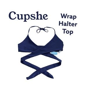 Cupshe navy blue Wrap Halter Top size M